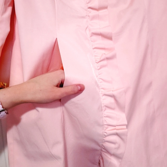 Cleo pastel pink ruffle front cotton blend jacket coat XS Petite XSP spring - Picture 11 of 13
